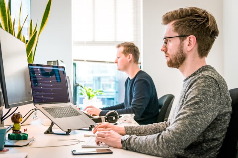 Enterprise technology team working on blockchain solutions